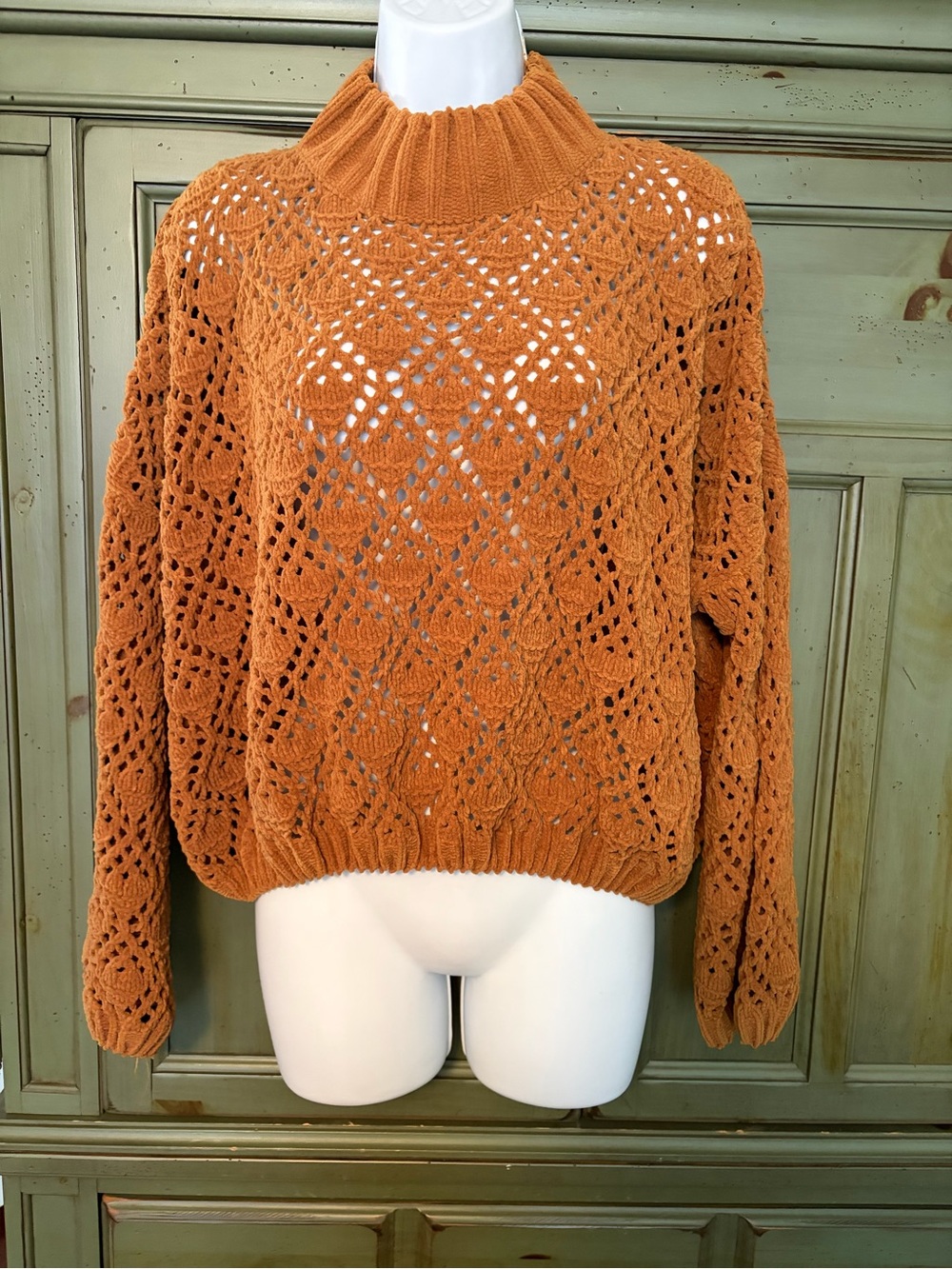 POL Open-Knit Turtleneck Sweater